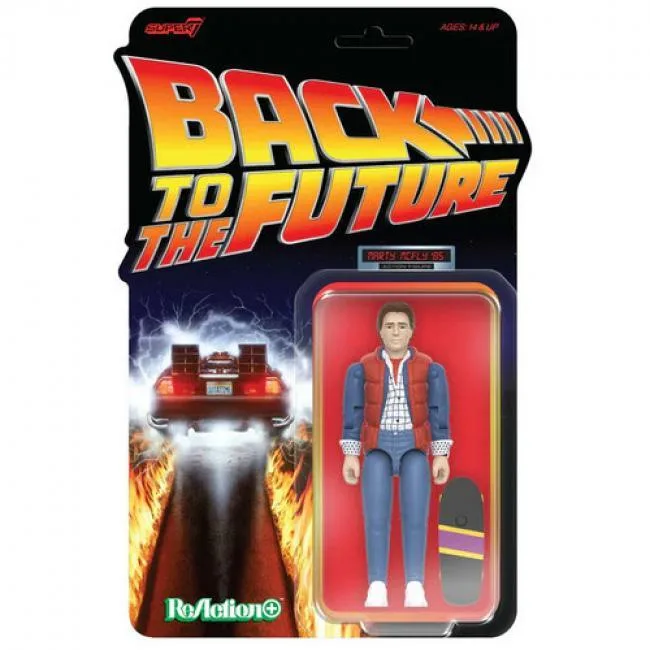 Super7 Super7 OR-BTTF-10764 Marty McFly 1985 ReAction+ action figure 3.75 inch with skateboard — product photo