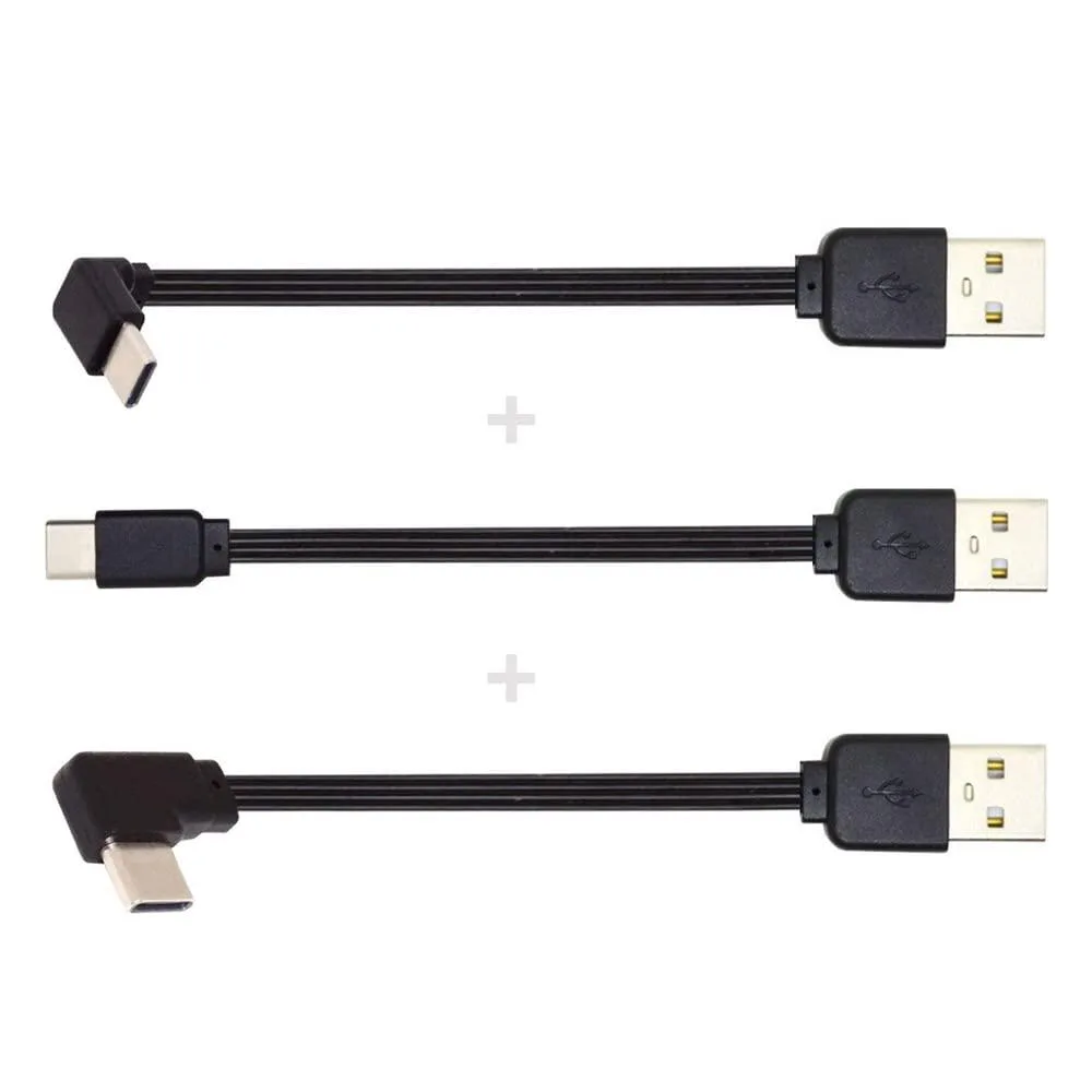 Fervit Fervit USB 2.0 Type-A to Type-C Angled Flat Cable 13cm 3-Pack — product photo