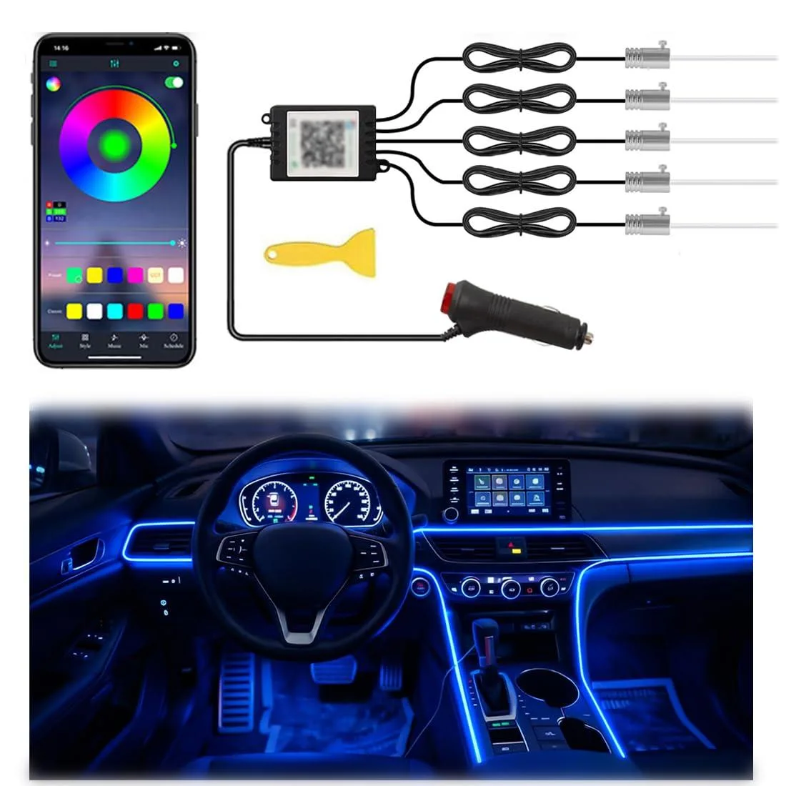 LEDCARE 5 in 1 RGB Car Ambient Lighting Kit — product photo