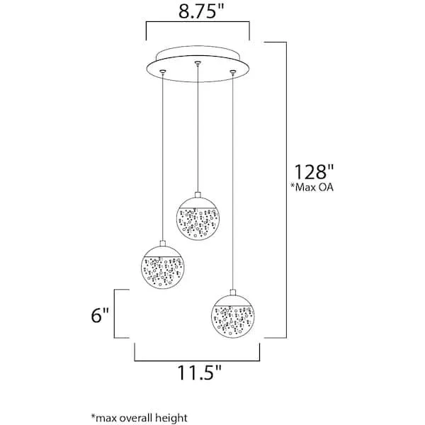 ET2 Contemporary Lighting ET2 Contemporary Lighting Orb II 3-Light 11.5" Polished Chrome Pendant — product photo