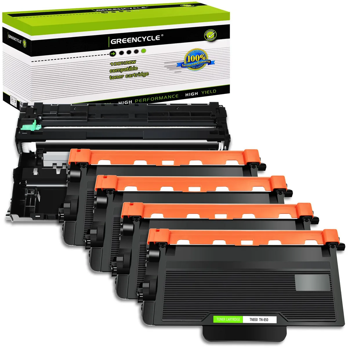 GREENCYCLE GREENCYCLE TN850 4 Black Toner + DR820 Drum 5 Pack — product photo