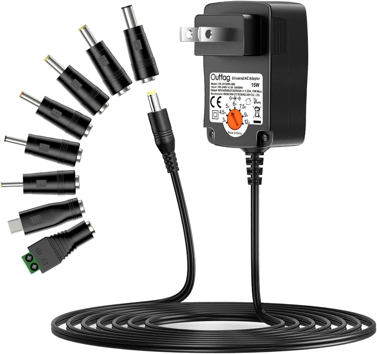 BASEUS BASEUS AC Adapter 15W Multi Voltage 3V 4.5V 5V 6V 7.5V 9V 12V 1.25A — product photo