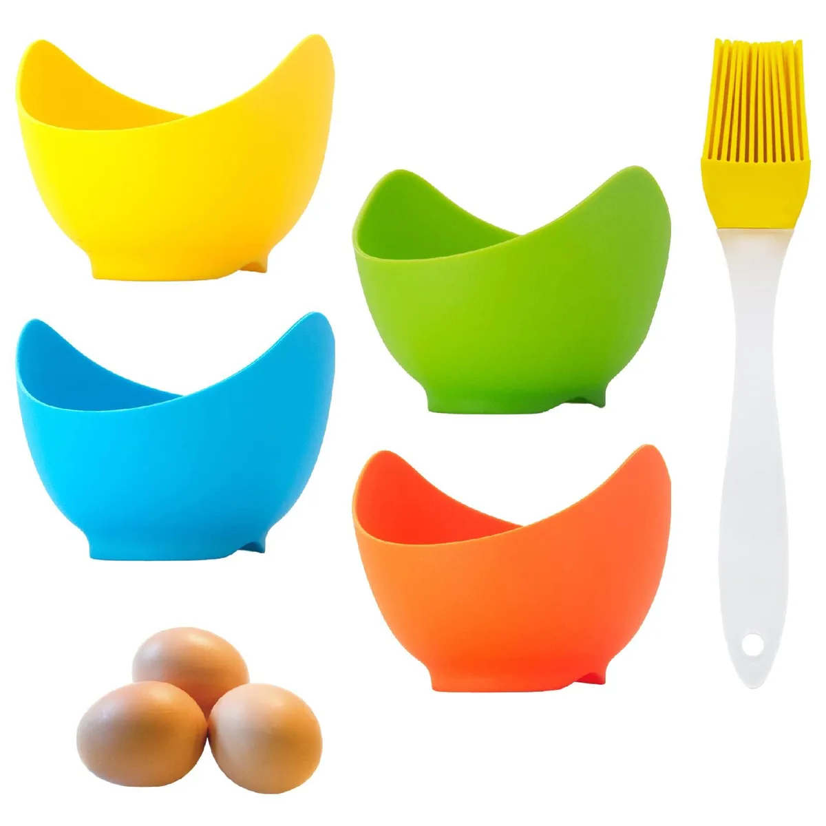  YOLCAR 4 Pack Silicone Egg Poachers Blue 3.5 inch — product photo