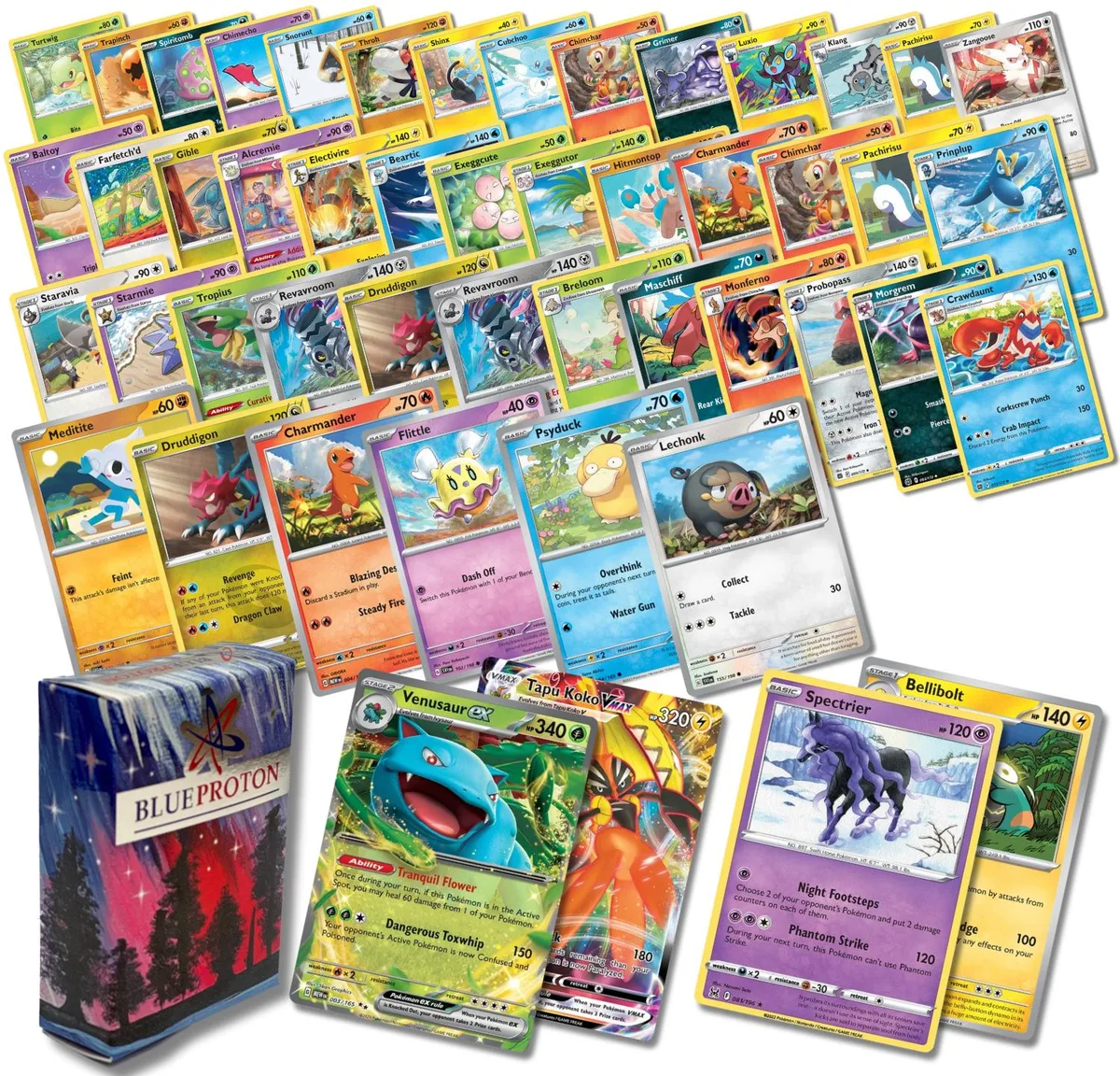BlueProton BlueProton Exclusive Deluxe Bundle 50 Genuine Cards 2 Ultra Rares 2 Holos Deck Box — product photo