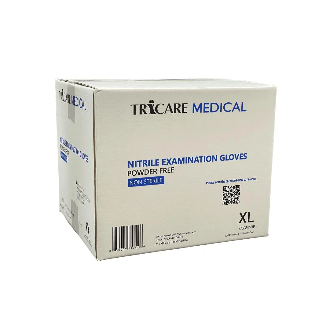 TRICARE MEDICAL TRICARE MEDICAL Nitrile Exam Gloves Chemo Tested 4.3 Mil Blue 1000 XL — product photo
