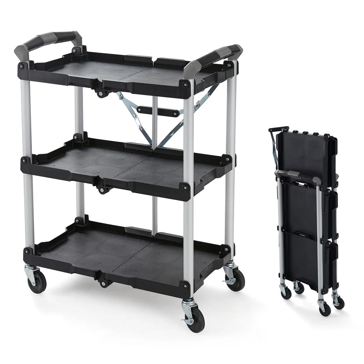 Xstamper Pack-N-Roll Folding Collapsible Service Cart 150LB Black — product photo