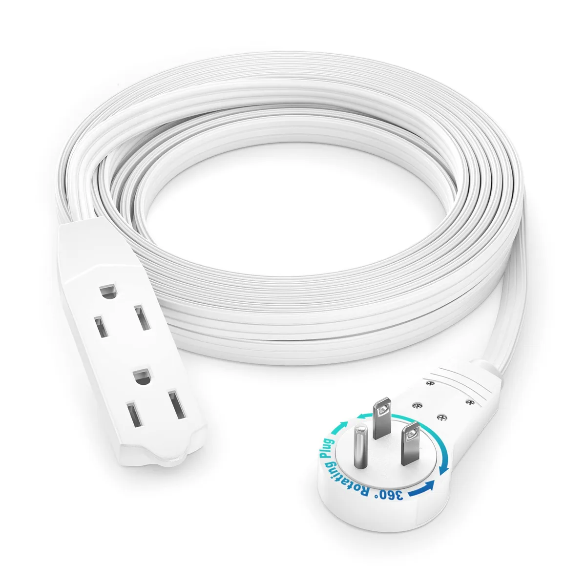  Maximm ADW-360-3312-W 12 ft 360° Rotating Flat Plug 3 Outlet Power Extension Cord — product photo