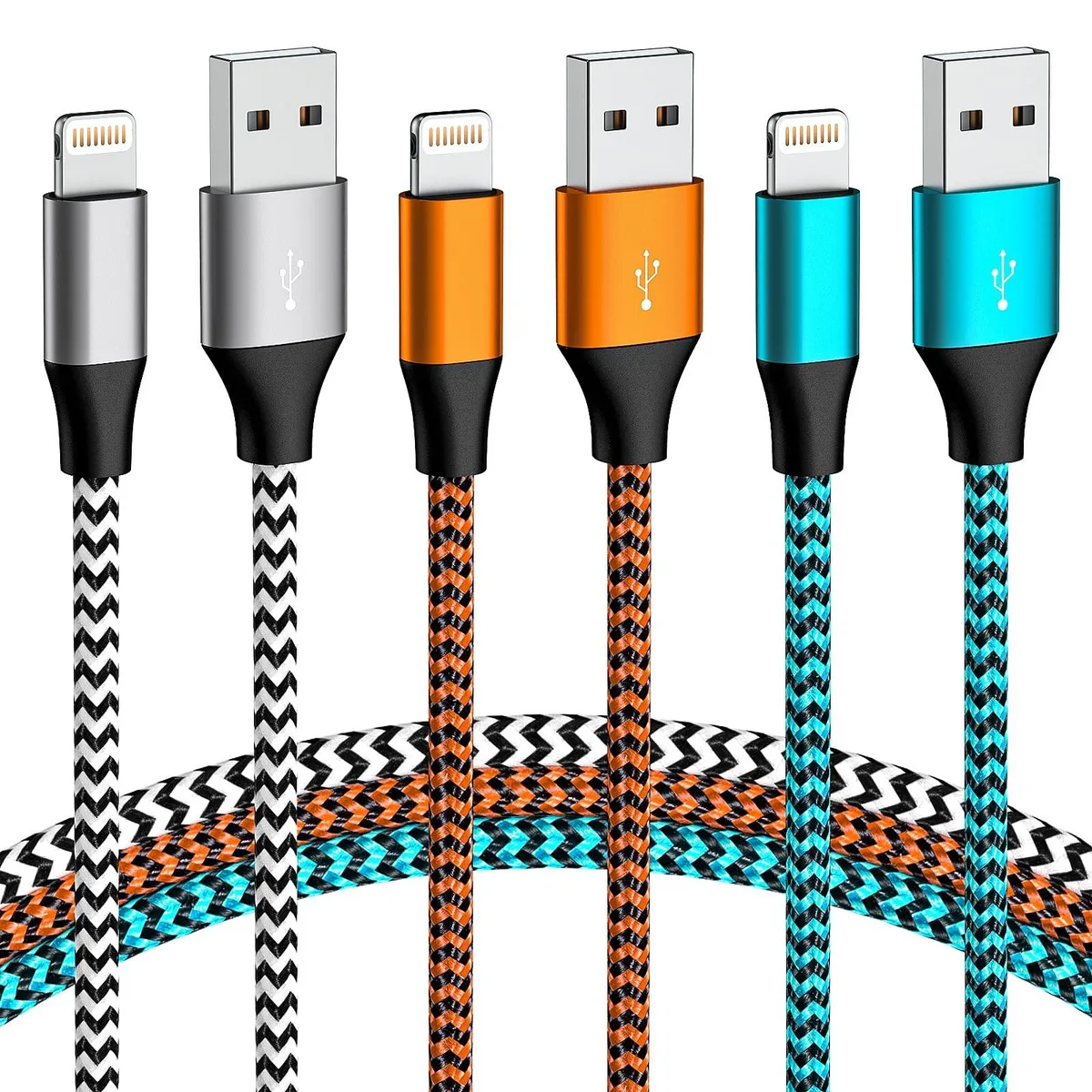 KMOMO Lightning Cable 3-pack 3 ft MFi certified 2.4 A 480 Mbps — product photo