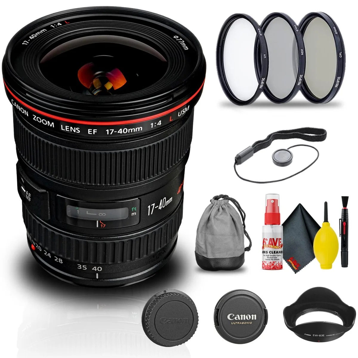 Canon Canon EF 17-40mm f/4L USM Lens 8806A002 with Filter Kit and Cap Keeper — product photo