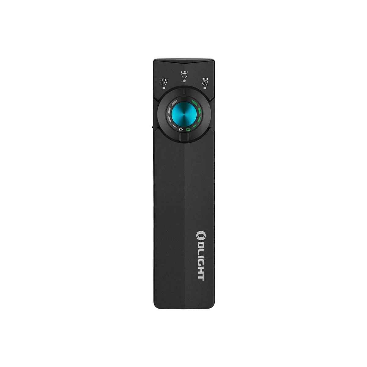 Flat matte-black aluminium flashlight, rectangular pocket size