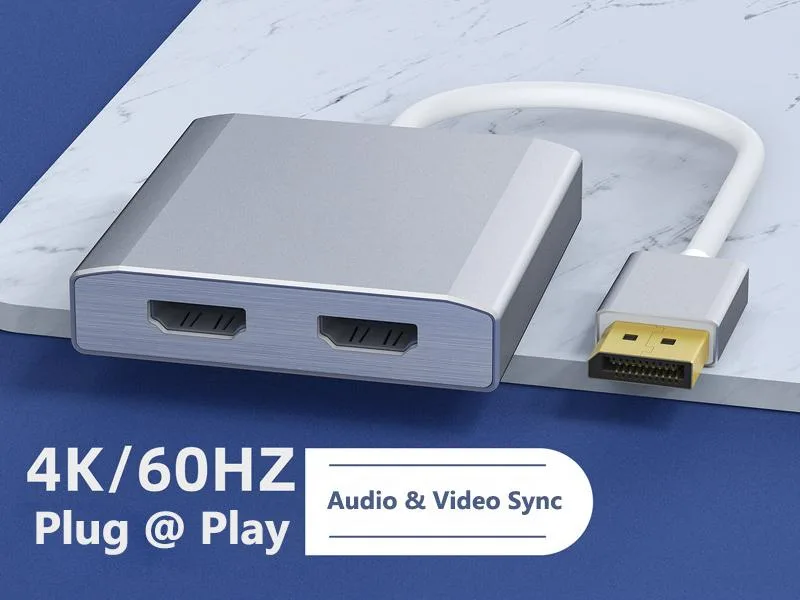 Corn Electronics Corn Electronics DisplayPort to Dual HDMI MST Splitter 4K 60Hz Gray — product photo