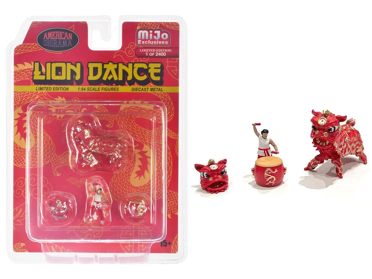 American Diorama American Diorama Lion Dance 4pc Diecast Figure Set 1:64 Limited 2400 — product photo