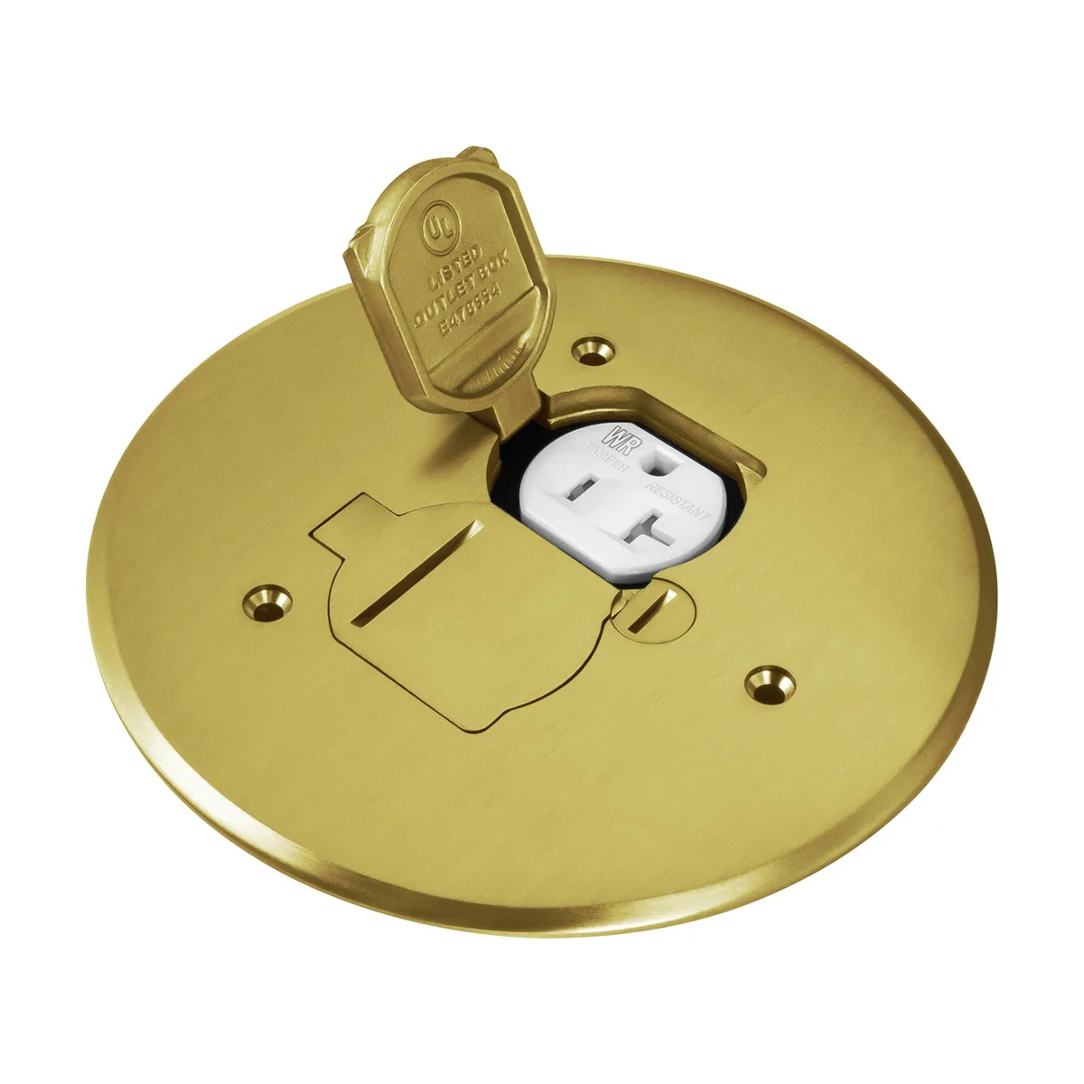  ENERLITES 975517-C Brass Floor Box Cover 5.625" 20A 125V — product photo
