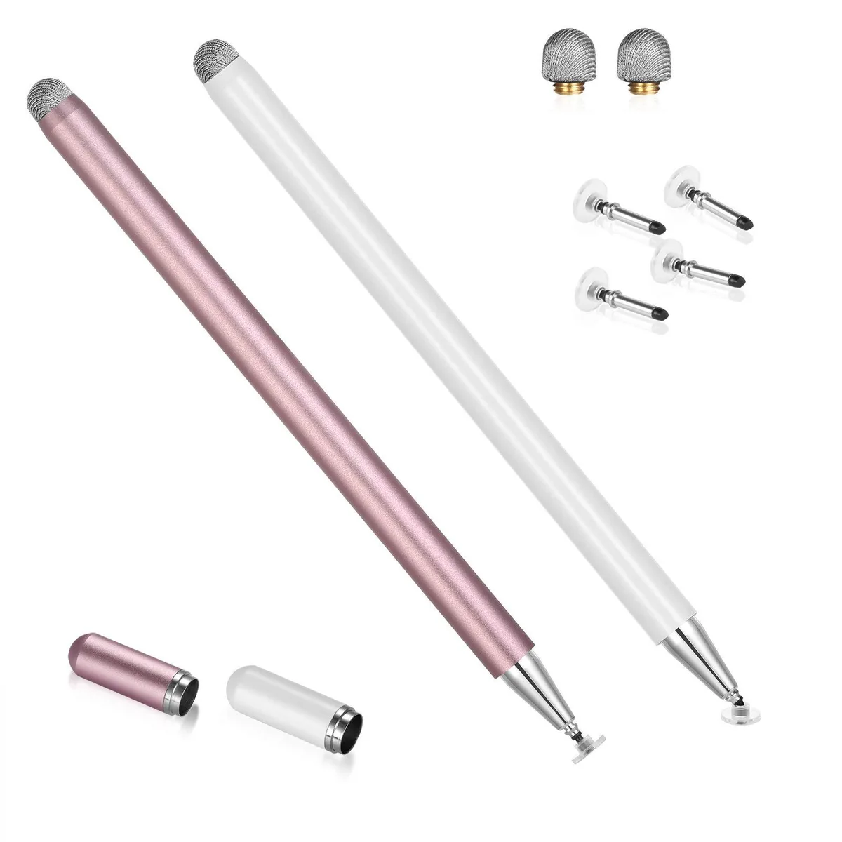 OOCLCURFUL Stylus Pen 1.5mm Dual Tip Magnetic Cap White Rose Gold — product photo
