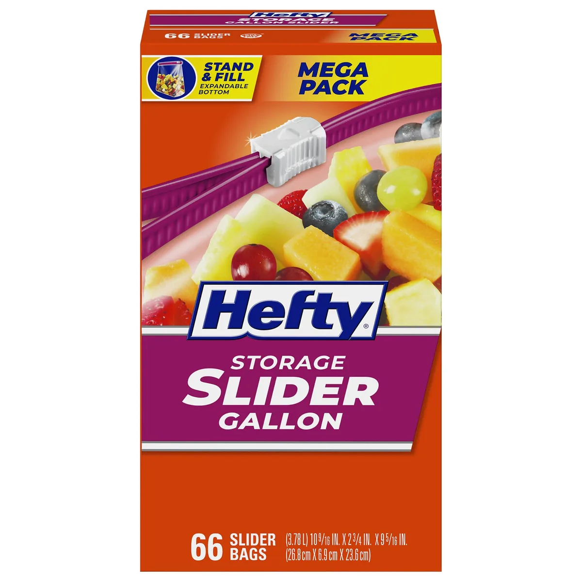 Box of 66 Hefty gallon slider bags, plastic, clear finish