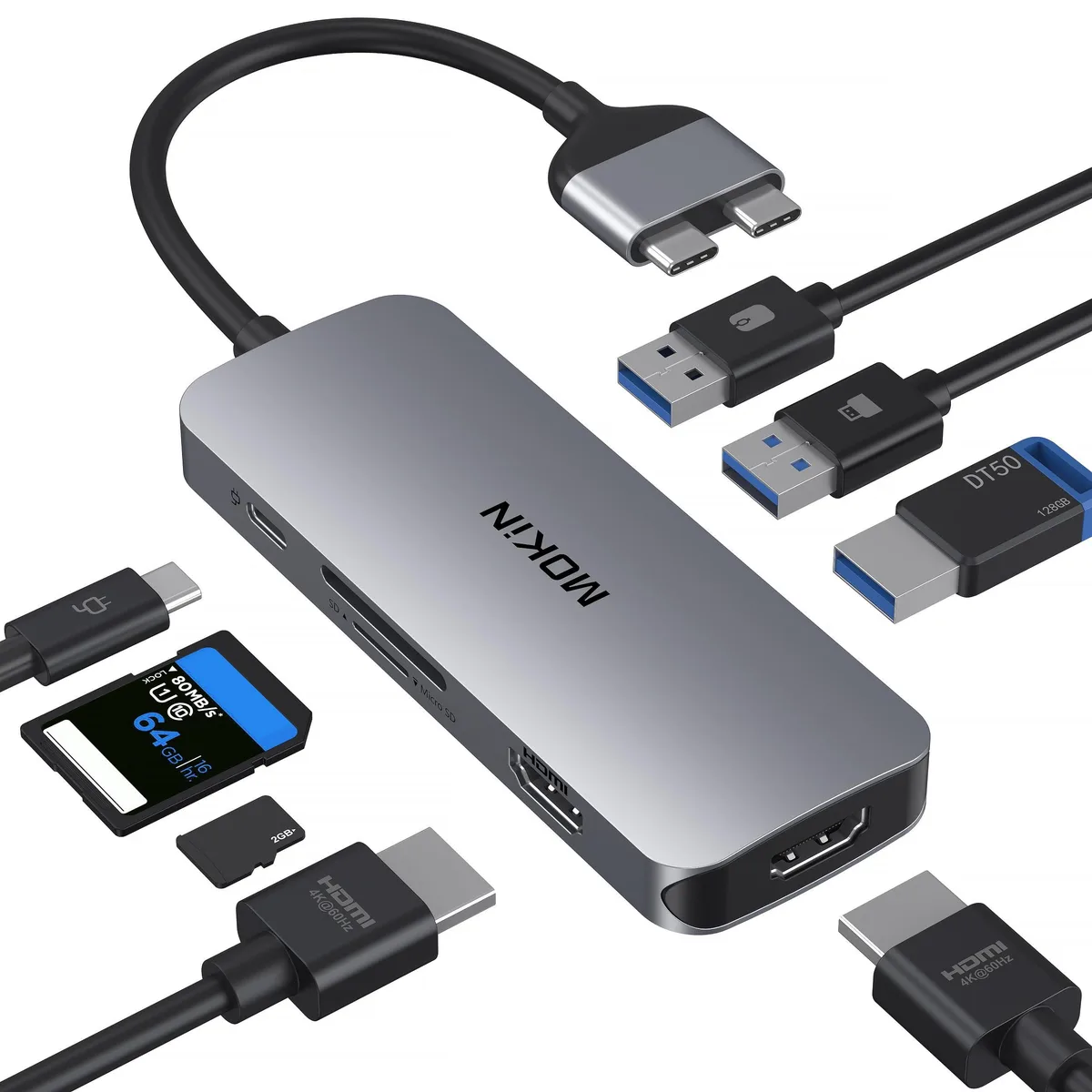  Belkin MOUC0423 8-IN-2 Mac Docking Station Dual HDMI 4K@60Hz 3×USB 3.0 SD/TF 100W PD Black — product photo