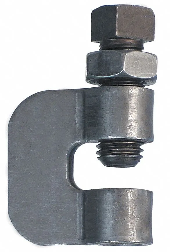 Steel C-clamp beam hanger, zinc-plated finish, with locknut