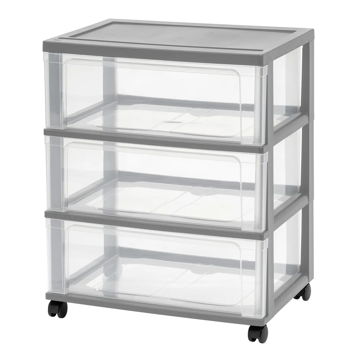 IRIS USA, INC. IRIS USA, INC. 3-Drawer Wide Storage Cart, Gray/Clear — product photo