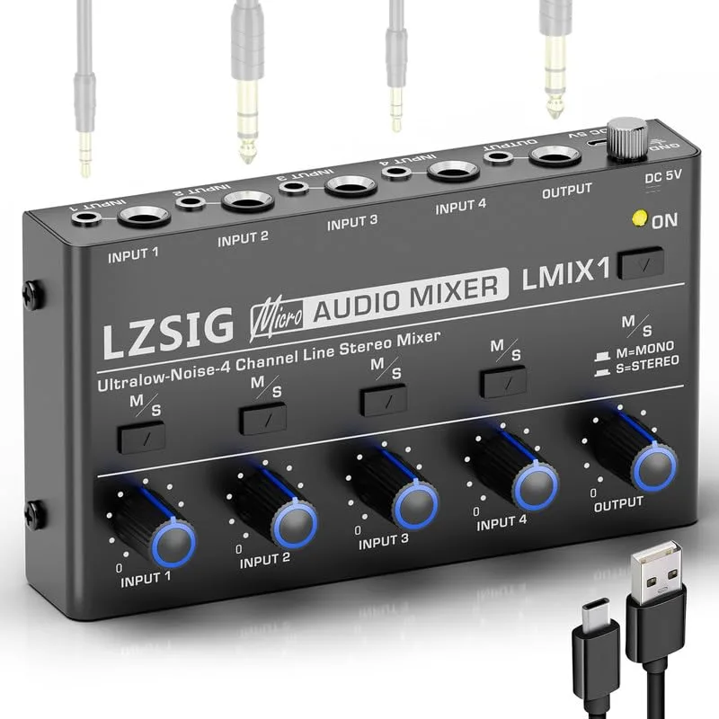  LZSIG LMIX1 4-Channel Audio Mixer 4 IN 1 OUT — product photo
