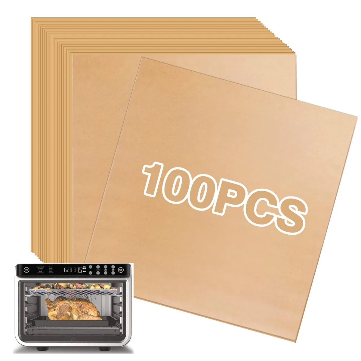 Square copper parchment sheets, 100 count, flat stack