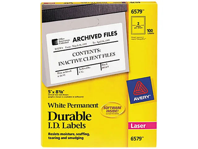 Avery Avery 6579 White Laser Labels 100 Pack — product photo