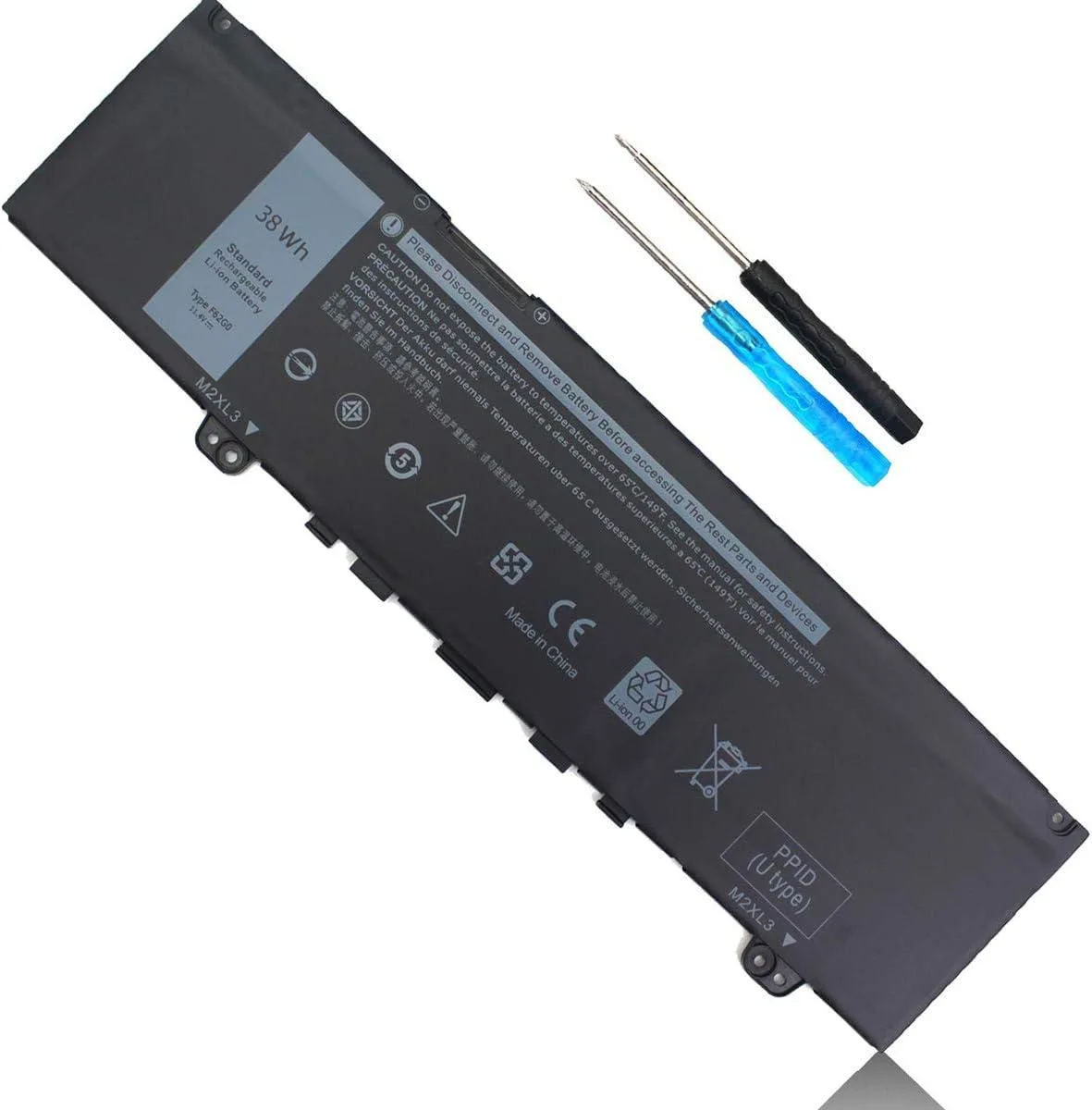 myVolts myVolts 38Wh 11.4V 3-Cell Battery F62G0 Dell Inspiron 13 7000 2-in-1 7373 7386 7370 7380 5370 Vostro 5370 — product photo