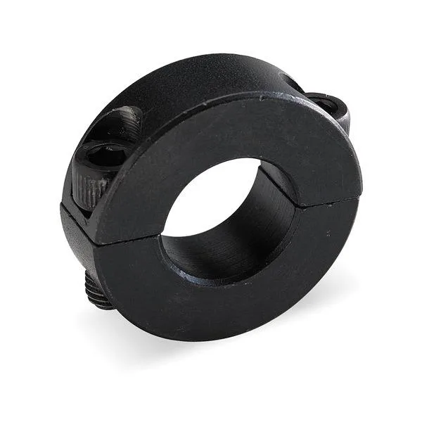 Two-piece stainless steel shaft collar with clamp screws