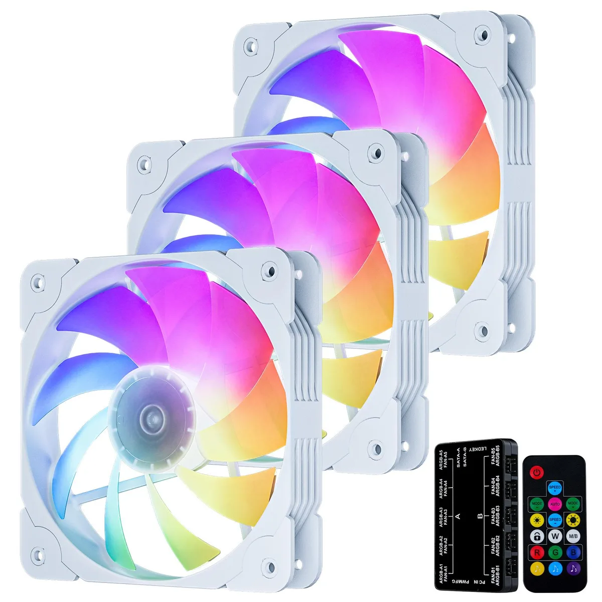 Vetroo Vetroo SA-140 3-Pack 140mm ARGB PWM Case Fans White — product photo