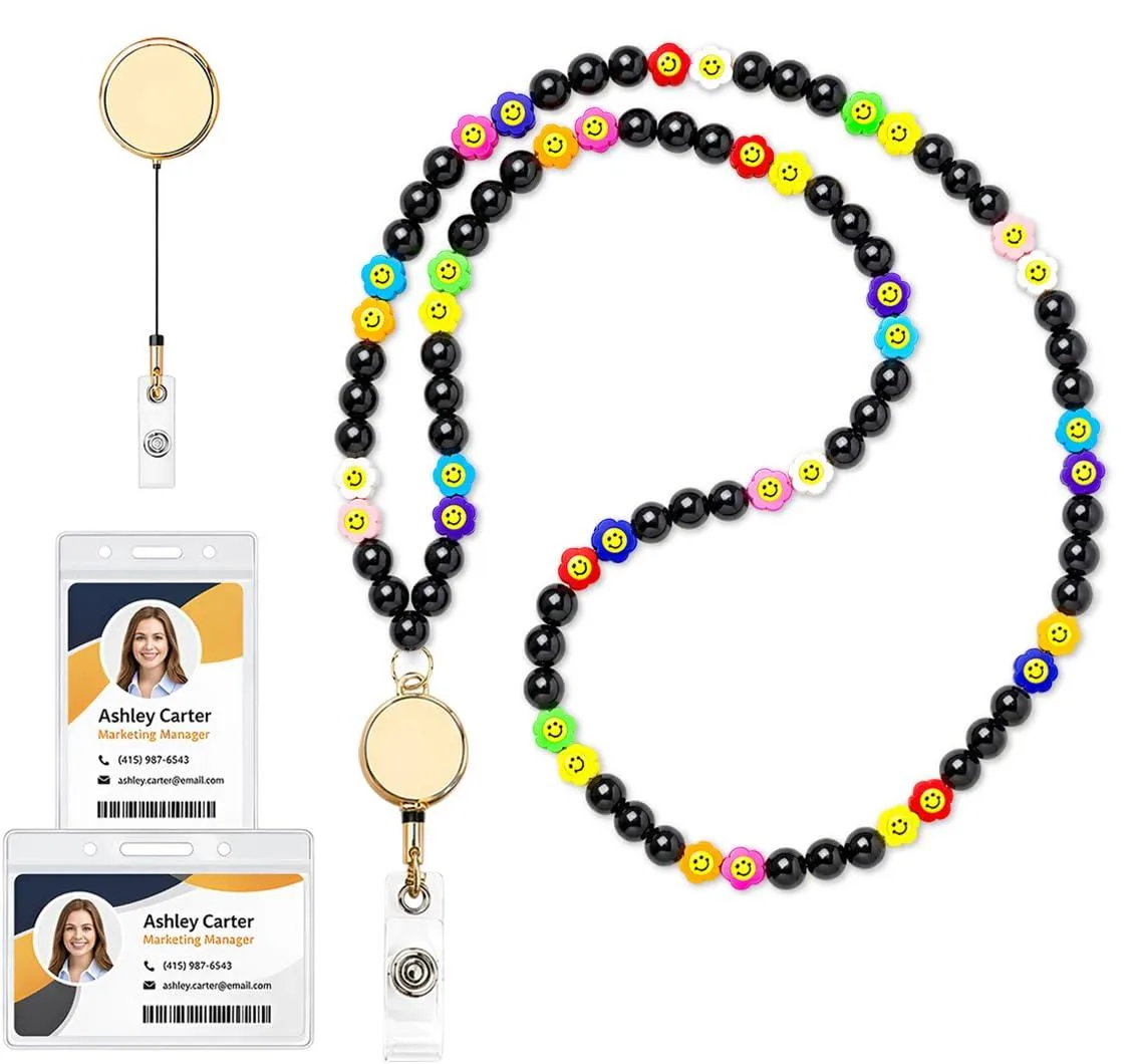  MyfavoriteK Big Smiley Lanyard Black 18 in — product photo