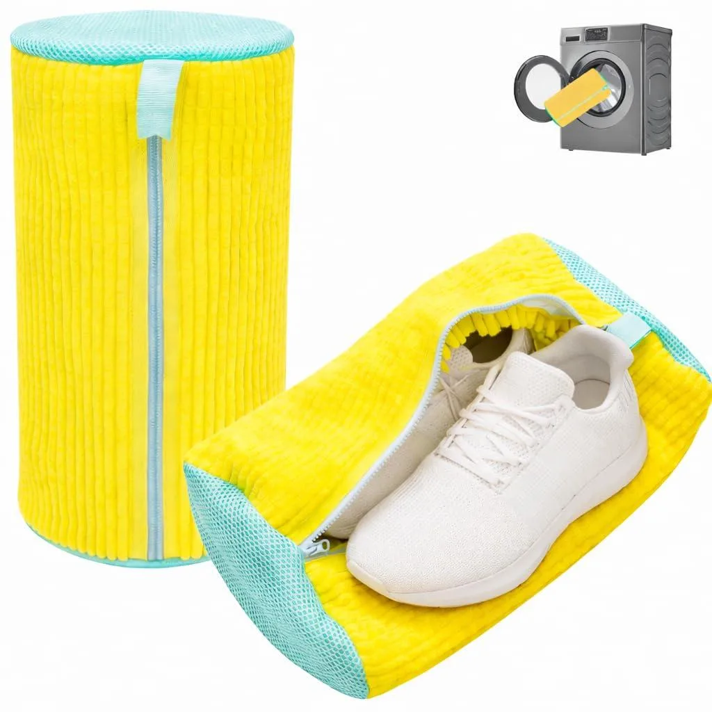 REAL HOME Innovations Shoe Wash Bag 2 Pcs Microfiber Yellow — product photo