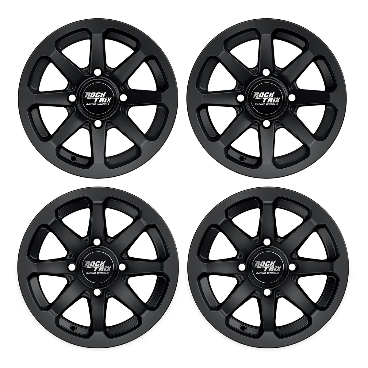RockTrix RockTrix RT102 14x7 4x110 30mm Offset Matte Black Wheels — product photo