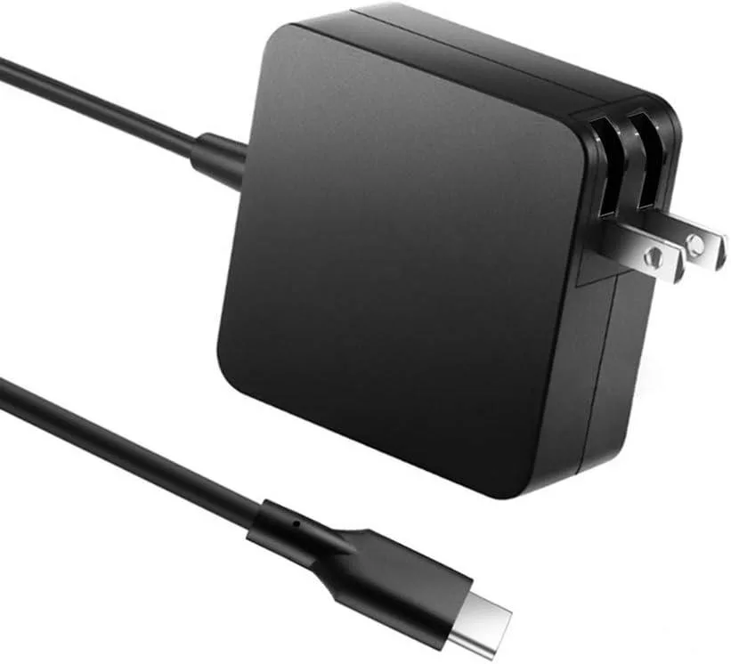 Compact black USB-C power adapter with detachable cord
