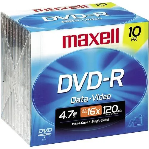maxell maxell 638004 4.7GB 16X DVD-R 10 Packs dvd media — product photo