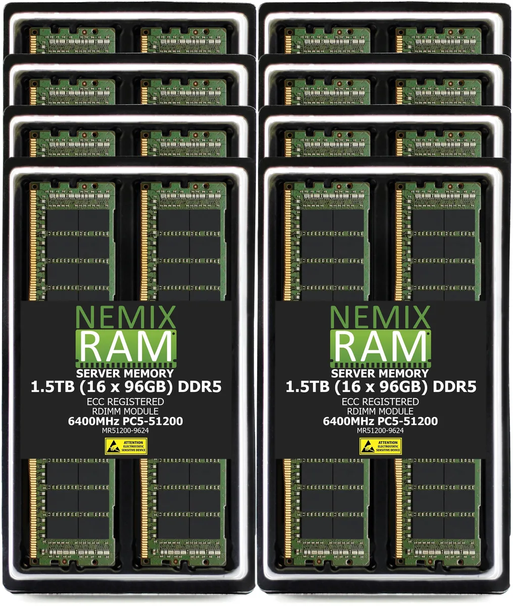 NEMIX RAM NEMIX RAM 1.5TB DDR5 6400 ECC RDIMM 16x96GB 2Rx4 1.1V — product photo