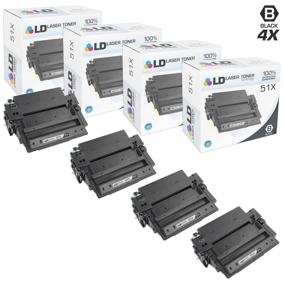 LD Products LD Products 51X (Q7551X) 4-Pack High Yield Black Toner Cartridges — product photo