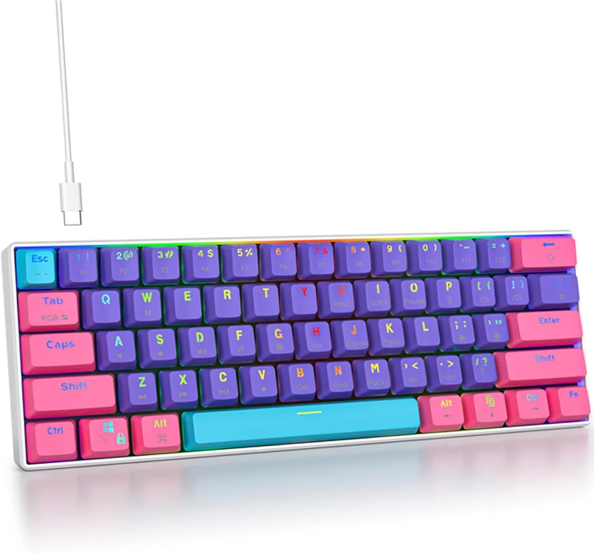 TUKO TUKO GS61 60% Mechanical Gaming Keyboard 61 Keys Red Switch Purple — product photo