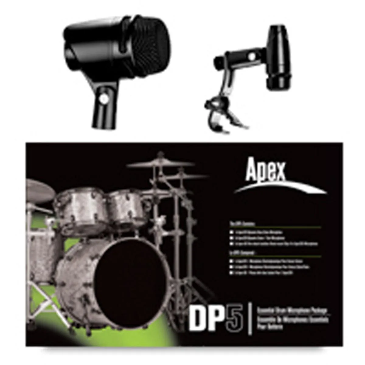 Apex Apex DP5 Basic Drum Pack with Apex325 Bass Mic and Apex326 Snare/Tom Mic — product photo