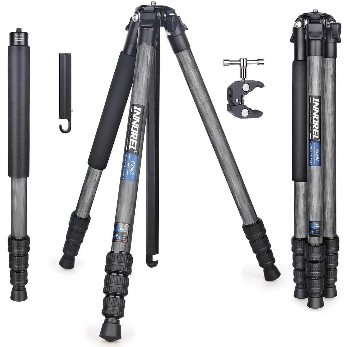 BoYata BoYata INNOREL P254C Carbon Fiber Tripod Monopod 62.5in 2 in 1 Accessory — product photo