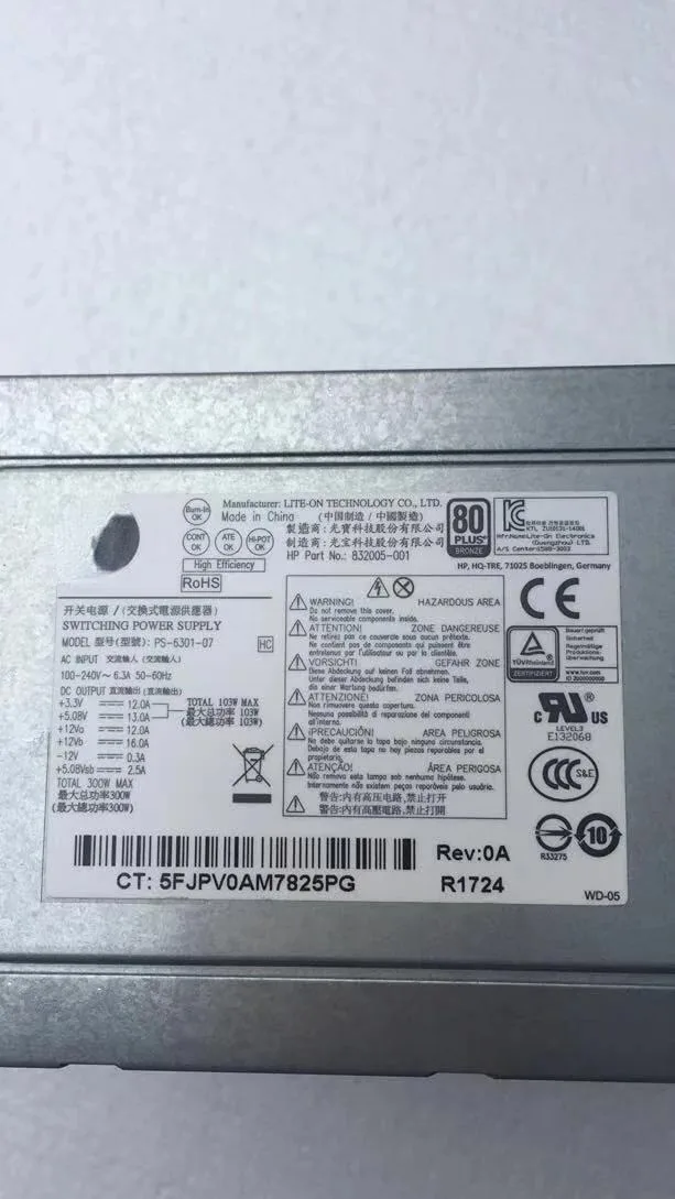 Supersuperuncle Supersuperuncle 300W server power supply PS-6301-07 832005-001 6+8-pin — product photo