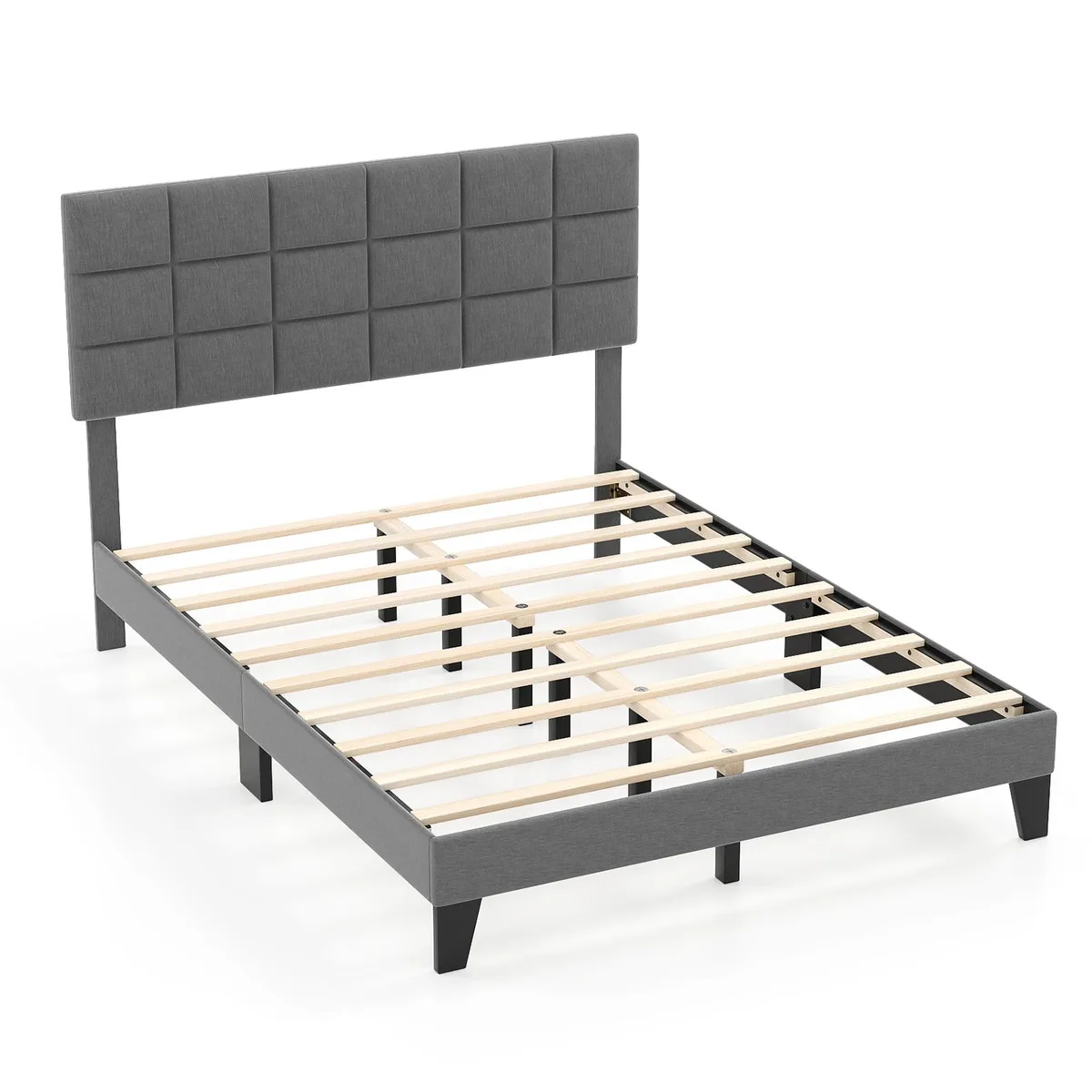 SlickBlue SlickBlue Queen Platform Bed Adjustable Headboard Gray 84x64.5x45 — product photo