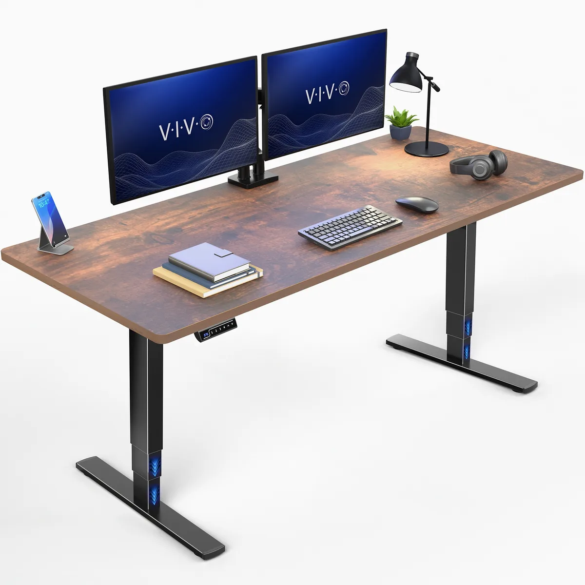 VIVO VIVO Electric Standing Desk 71" x 30" Vintage Brown/Black — product photo