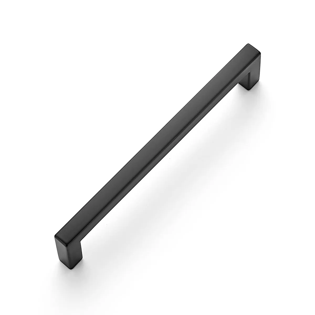 Matte black zinc cabinet pull, 128 mm centre-to-centre, slim square bar, 137 mm overall length