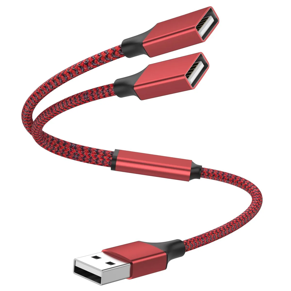 No Sew No Sew USB 2.0 Splitter 1 in 2 Out Y Cable 30cm Red — product photo