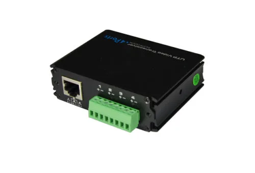 Four-channel passive HD video UTP transceiver unit with RJ-45 and terminal block connections