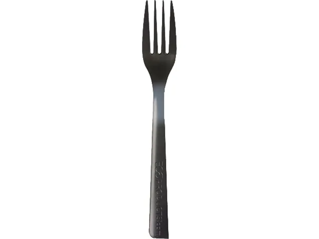 Eco-Products Eco-Products EPS112 6.00" Black Recycled Polystyrene Forks 1000 / Carton — product photo
