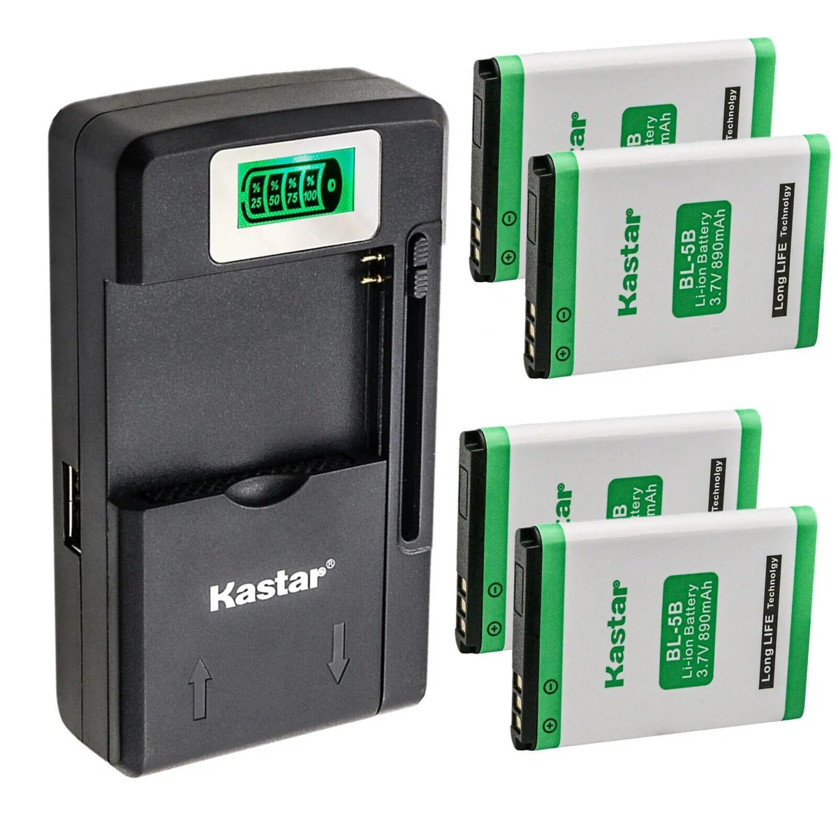 Kastar Kastar BL-5B 4-Pack Li-Ion Batteries &amp; LCD Charger — product photo
