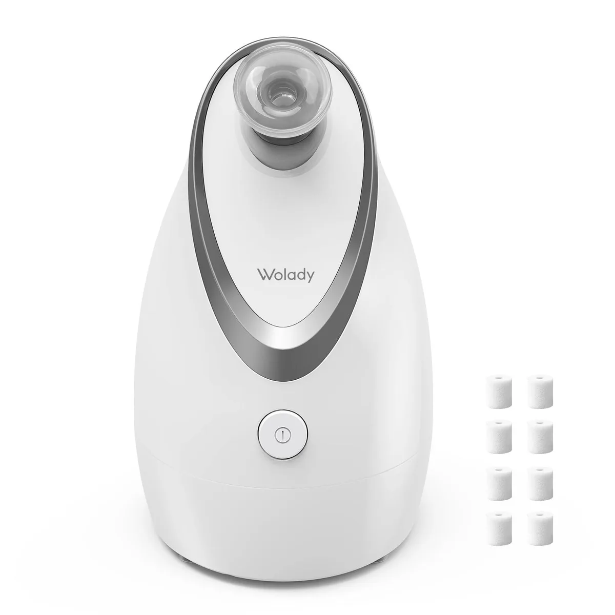 White corded facial steamer with adjustable nozzle and 98ml water tank