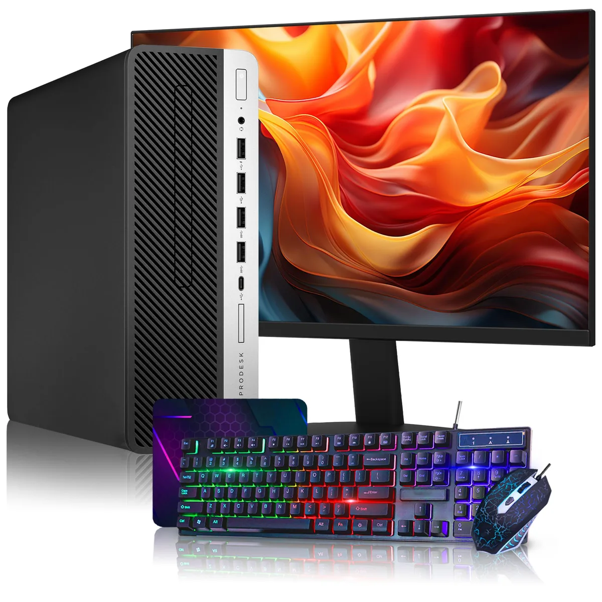 HP HP ProDesk 600 G4 SFF i5-8500 32GB 512GB 24" monitor desktop PC — product photo