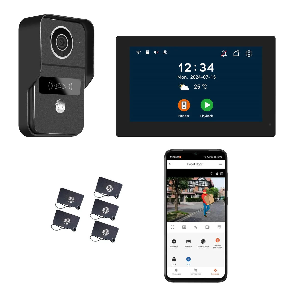visiPower visiPower KW02C 2-pin Wired 2MP 7" WiFi Monitor Black home safety — product photo