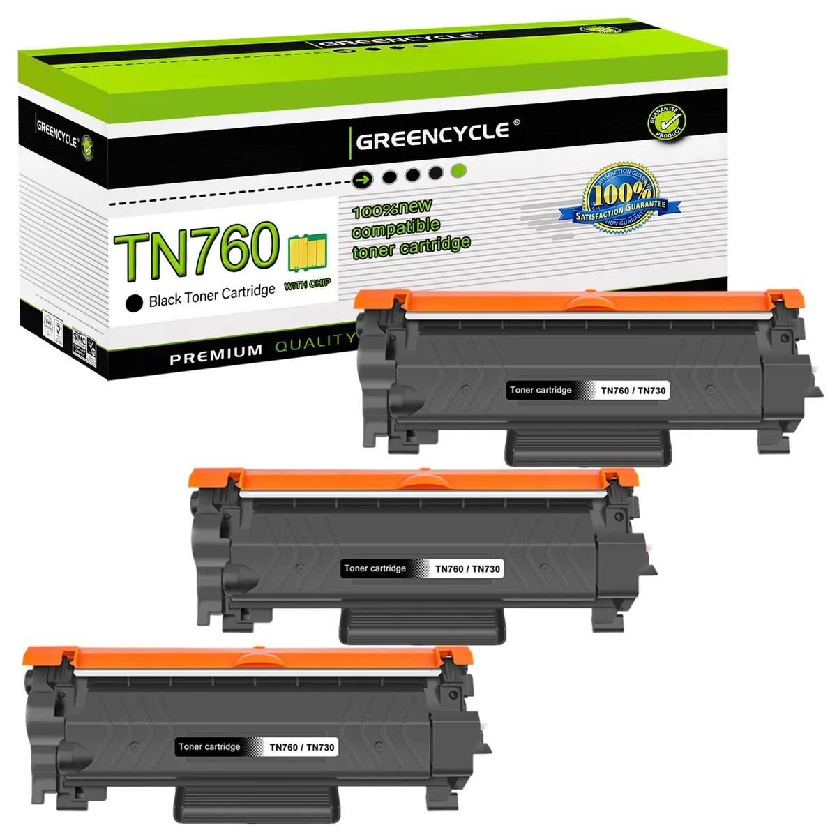 GREENCYCLE GREENCYCLE TN760 Black Toner Cartridge 3-Pack 3000 Pages — product photo